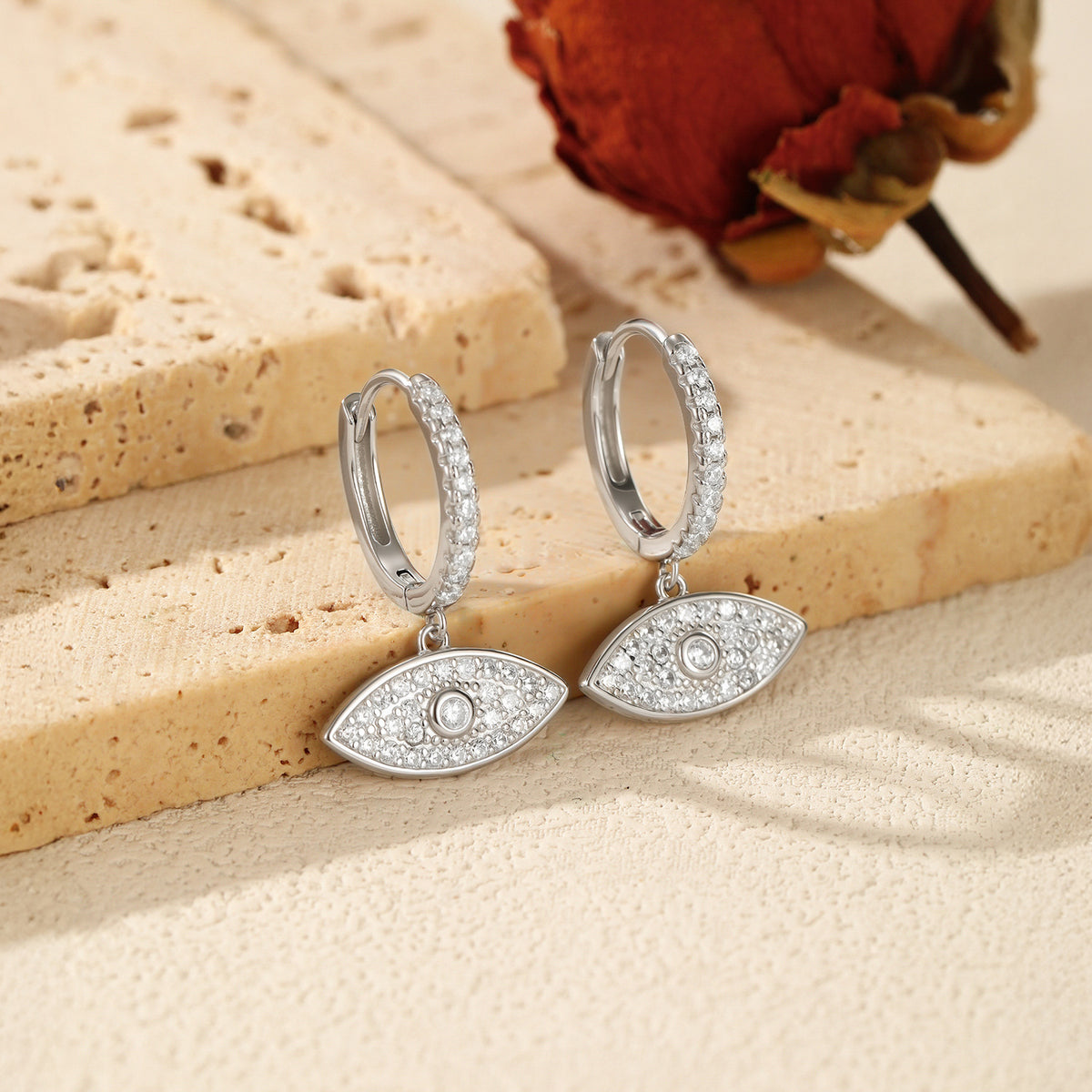 925 Sterling Silver Eye Pavé Zircon Earrings