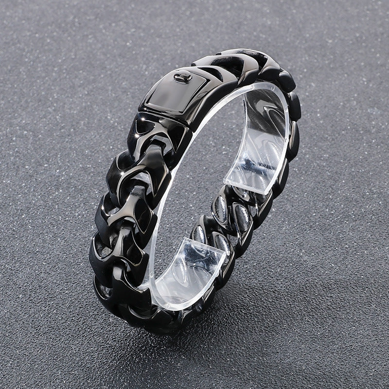 Planderful Square Snap Bracelet Titanium Steel For Men Punk