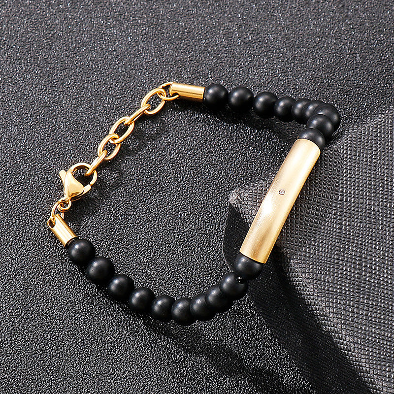 Planderful Everyday Genie Mens Bracelet Black Agate Zircon