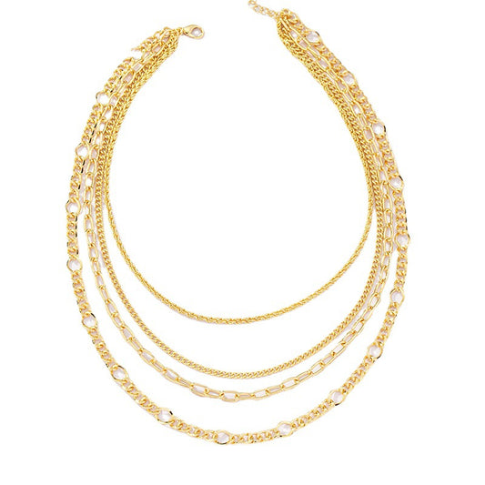 European and American Fashion Jewelry: Vienna Verve 4-Layer Metal Necklace