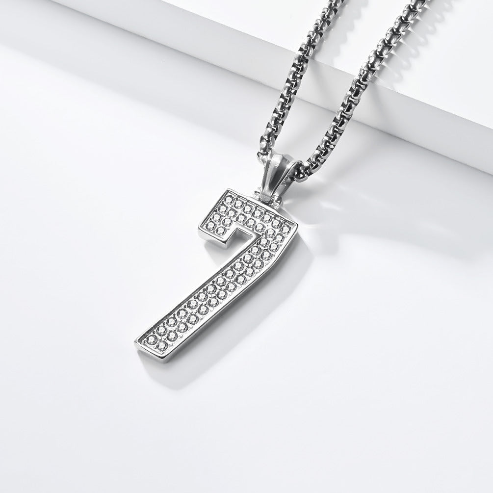 Planderful World Cup Jersey Number Necklace Stainless Steel With Zircon Pendant For Sports Fans