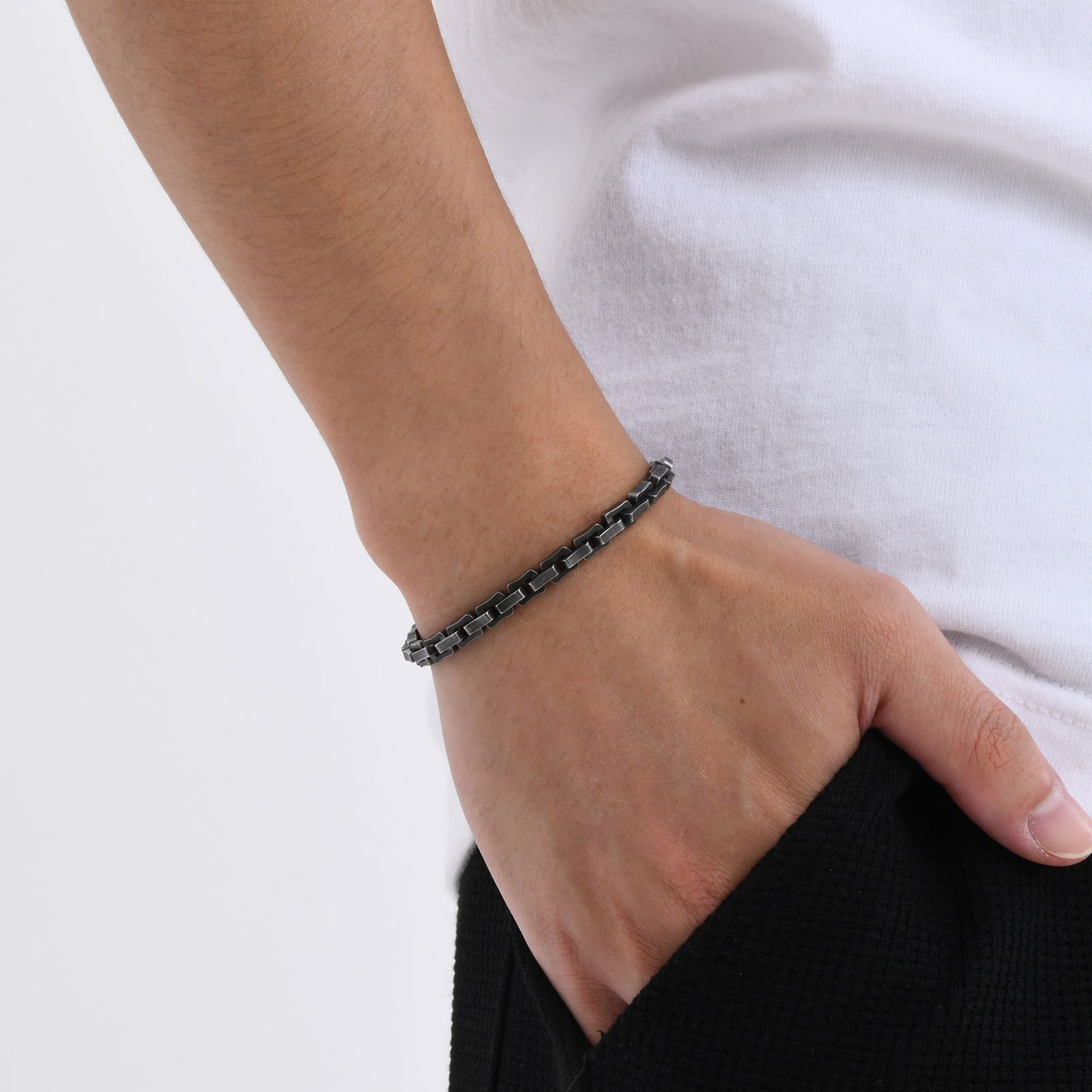 Stainless Steel Handmade Chain Retro Hip Hop Men's Bracelet