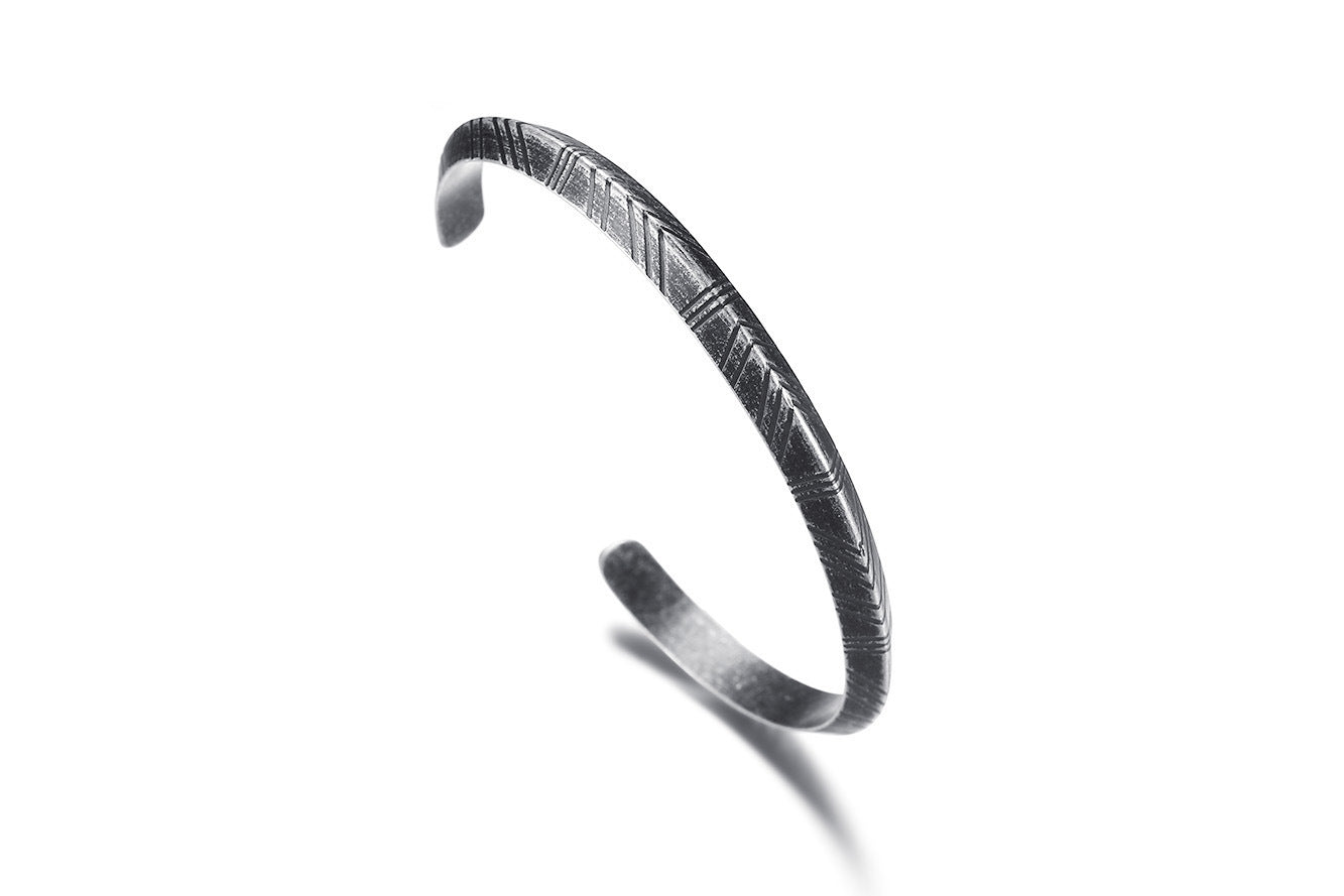 6MM Retro Gray Tide Brand Trendy Jewelry Stainless Steel Bracelet