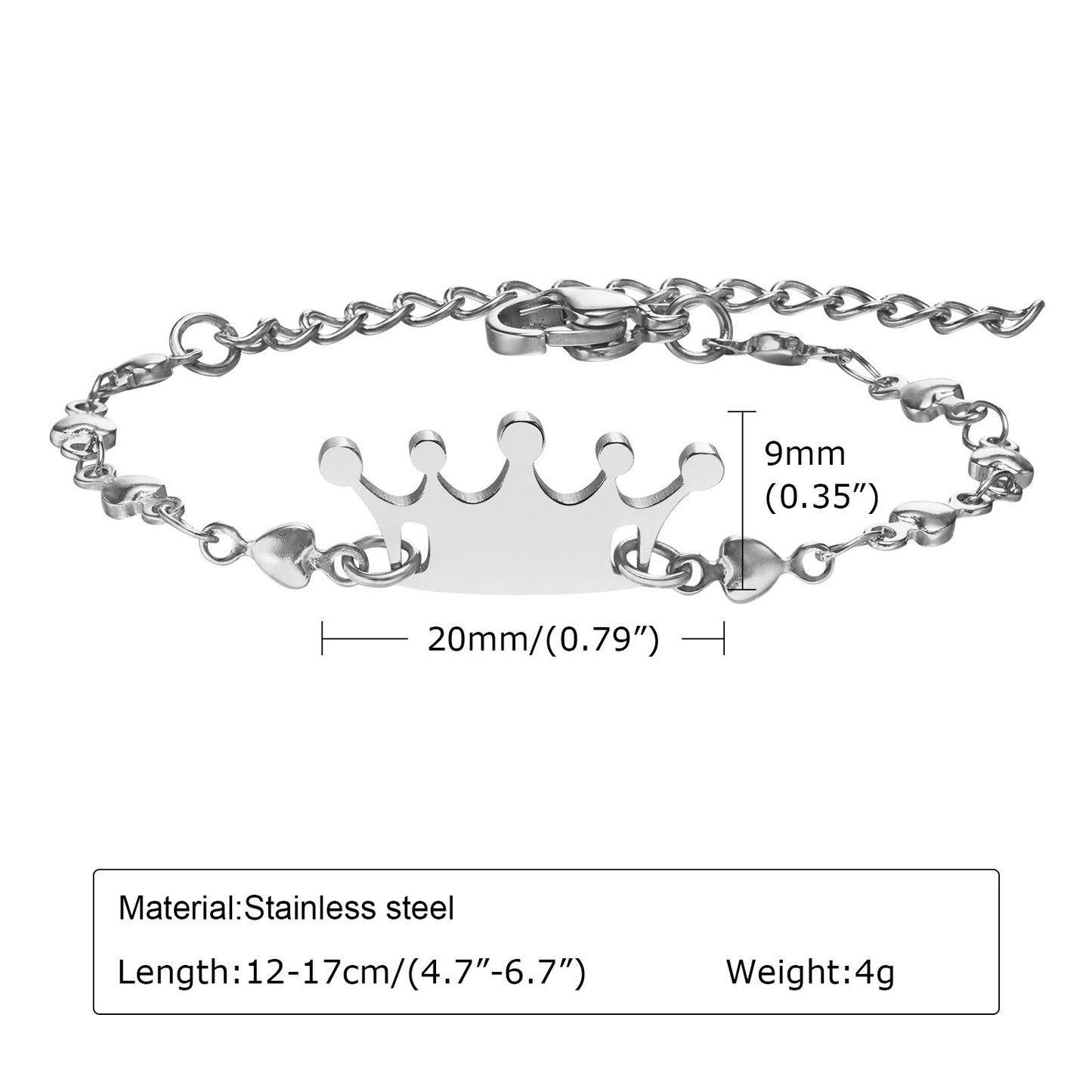 Titanium Steel Crown Bracelet Women's Fashion Accessories