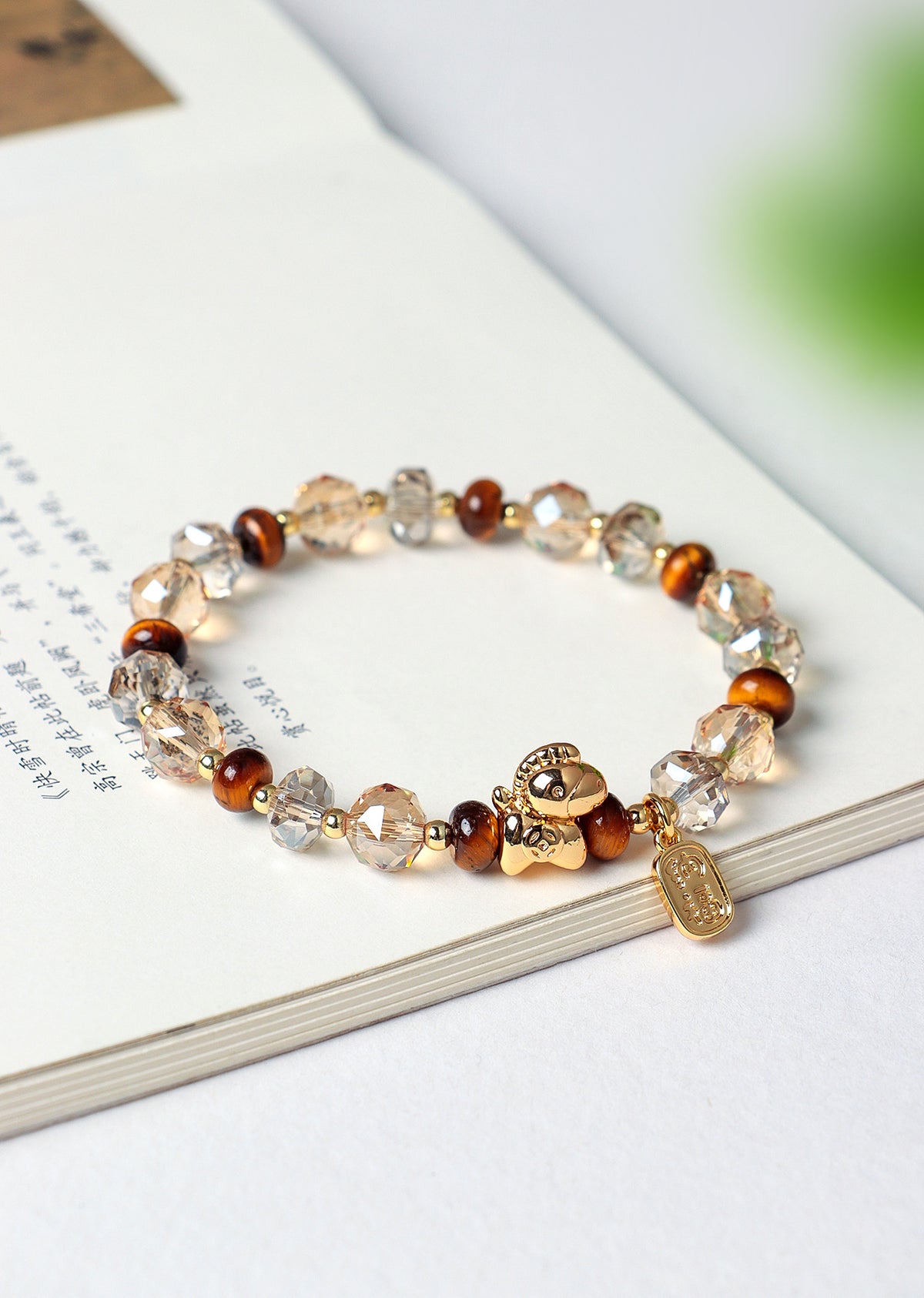 Tiger Eye & Pearl Horse-Year Bracelet