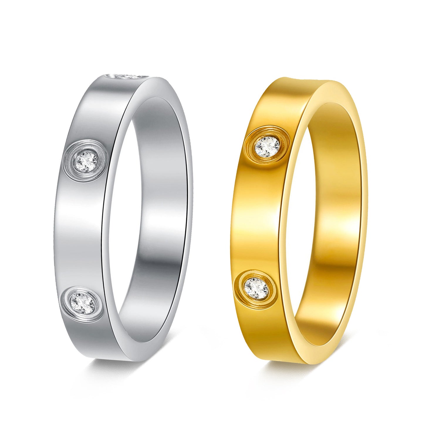 Planderful Everyday Genie Stainless Steel Zircon Ring For Unisex Wear Durable Six Zircon Stones Jewelry