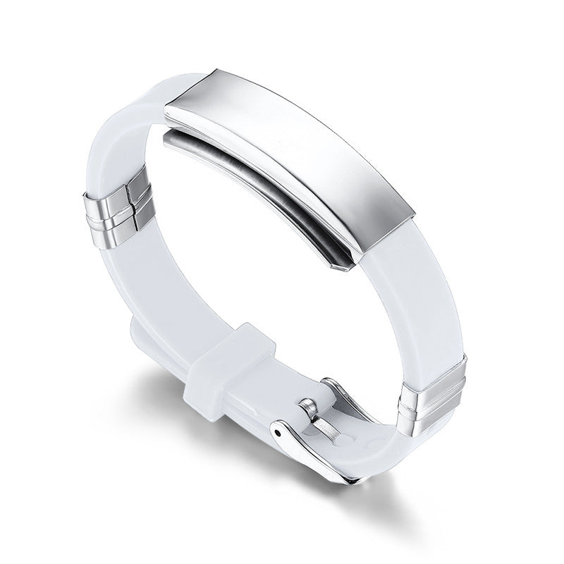 Japan And Korea Bend Brand Stainless Steel Silicone Bracelet