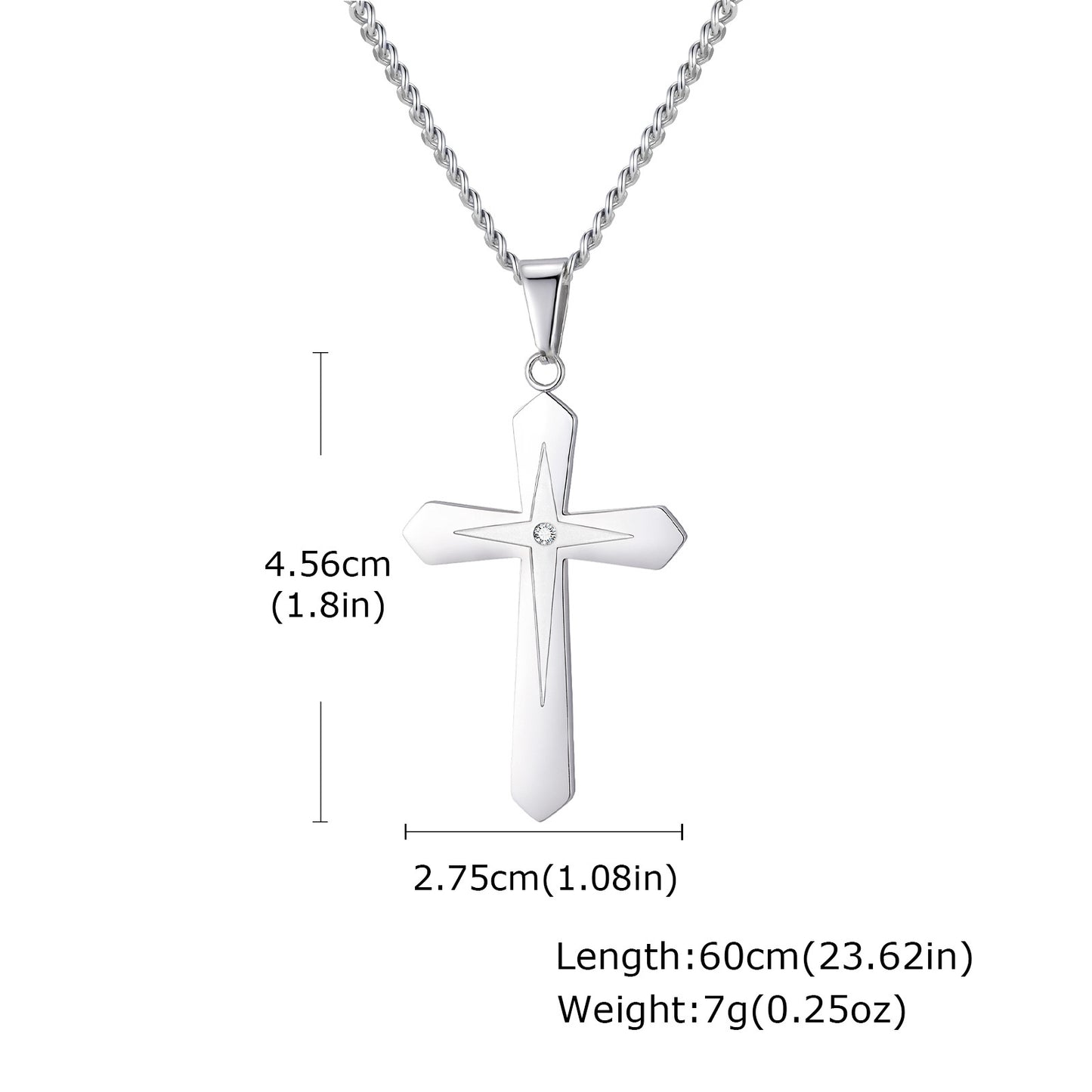Planderful Stainless Steel Four Point Star Cross Pendant Men