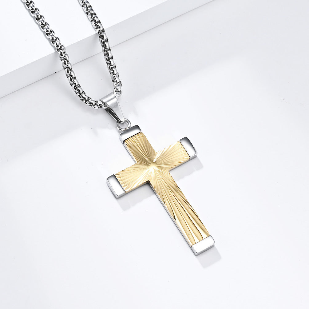 Cross-Border European and American Hip-Hop Titanium Steel Cross Necklace