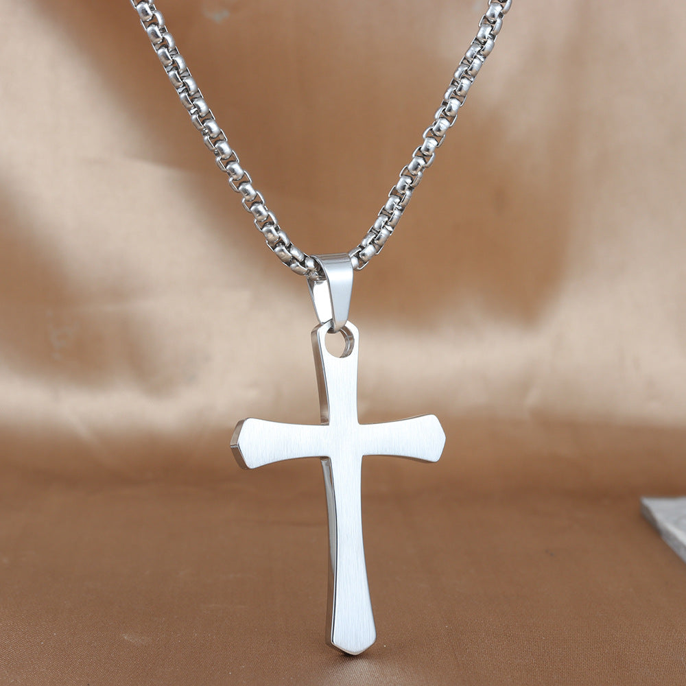 European And American Stainless Steel Cross Pendant Necklace