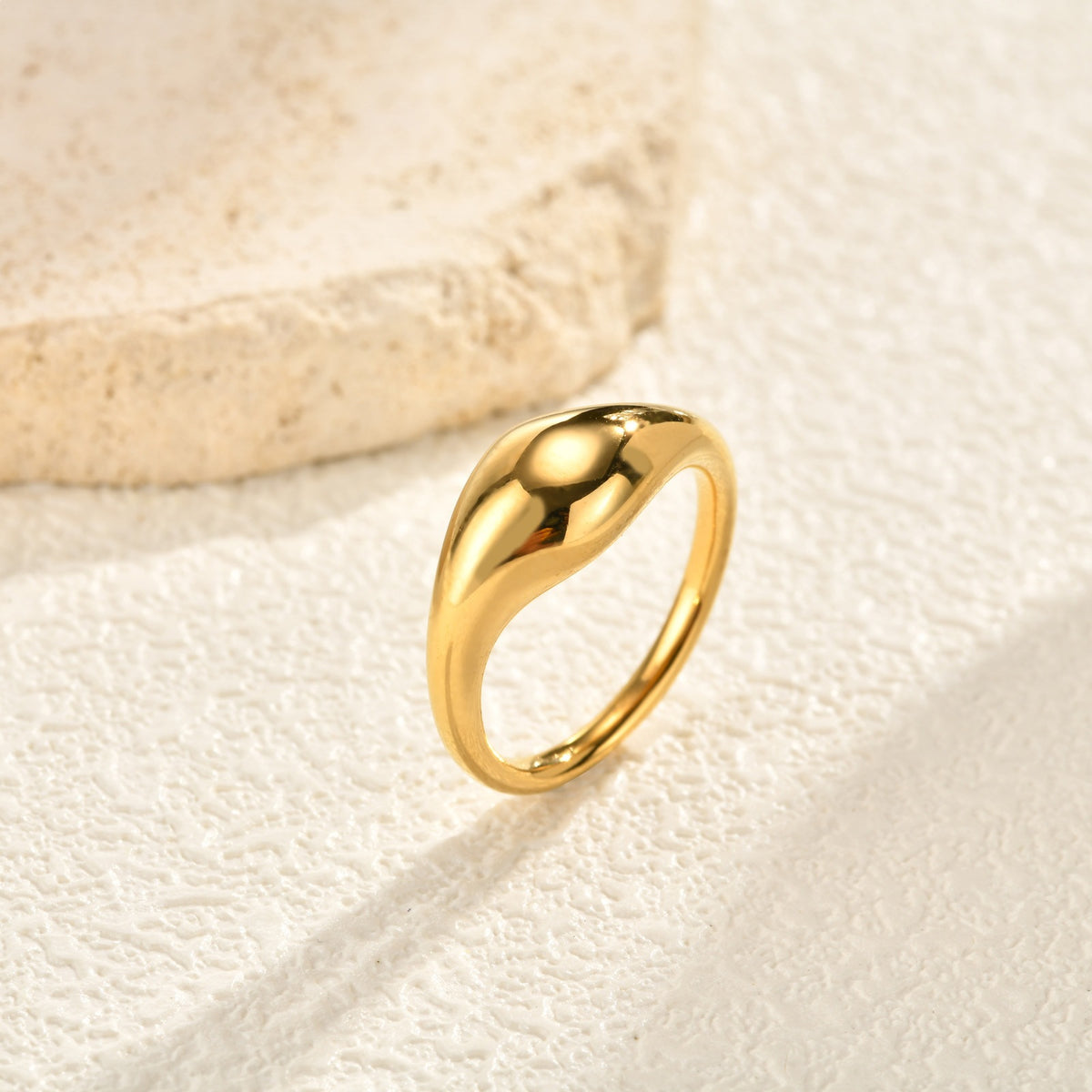 Hot Selling Stainless Steel Minimal Irregular Flow Glossy Stacked Ring