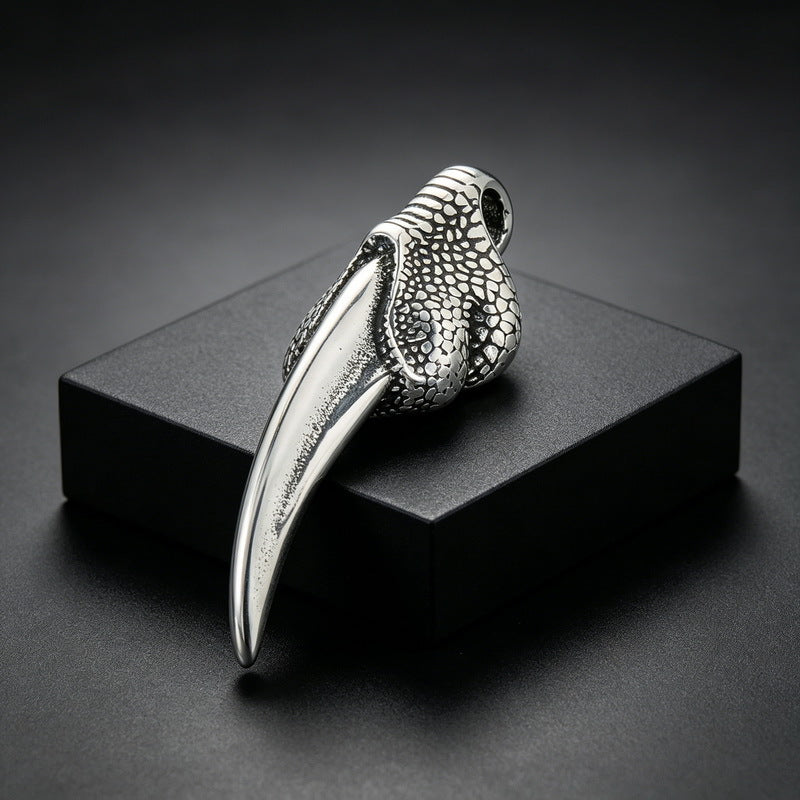 Punk Hip Hop Style Stainless Steel Wolf Tooth Shape Men's Pendant Skull Necklace