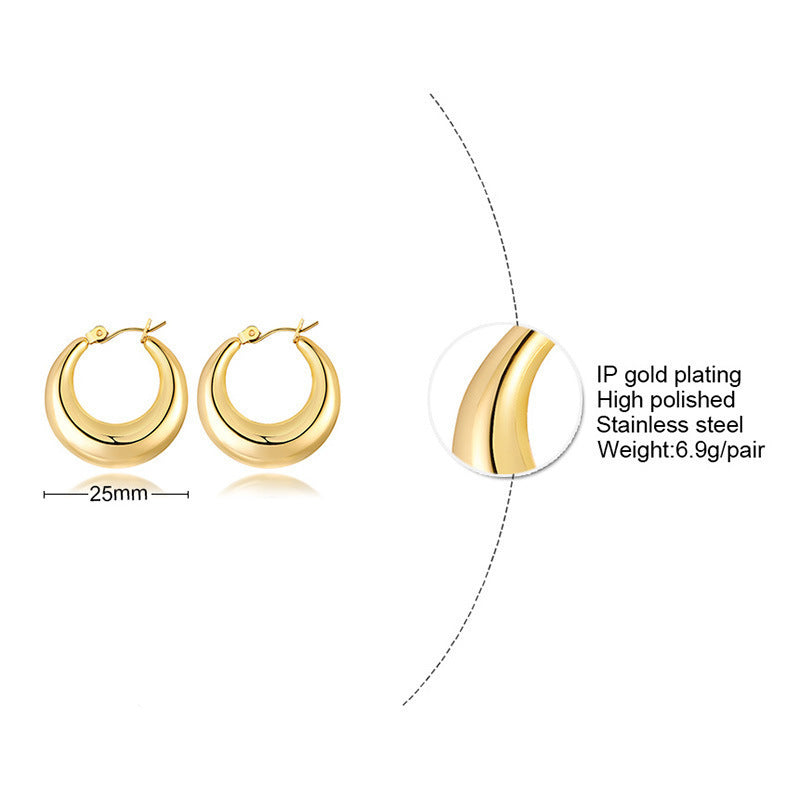 Fashion Trend Jewelry Hollow Earrings Titanium Steel 18K Gold