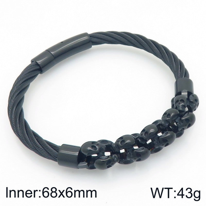 Titanium Steel Skull – Weiya Wire Steel Wire Layered Ghost Head Men's Bracelet