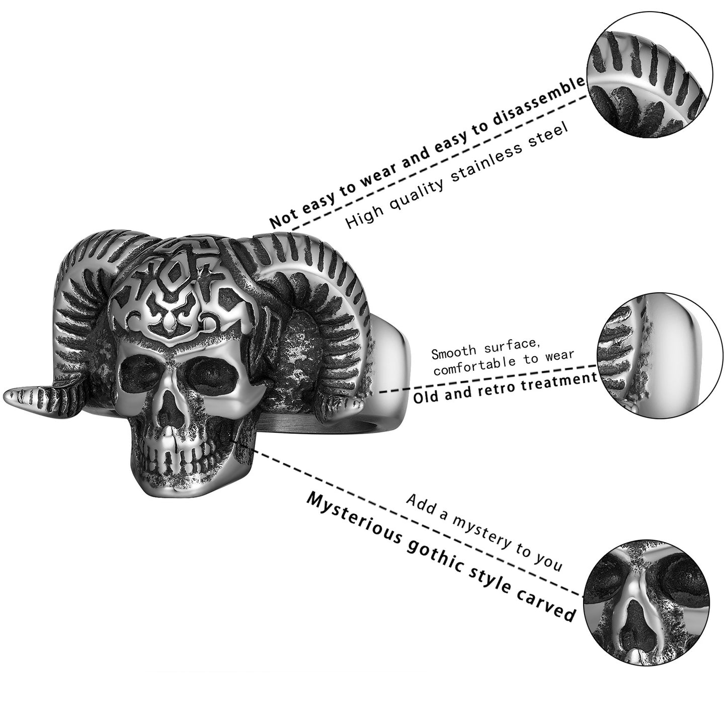 Steel Ring – Statement Gothic Skull Ring