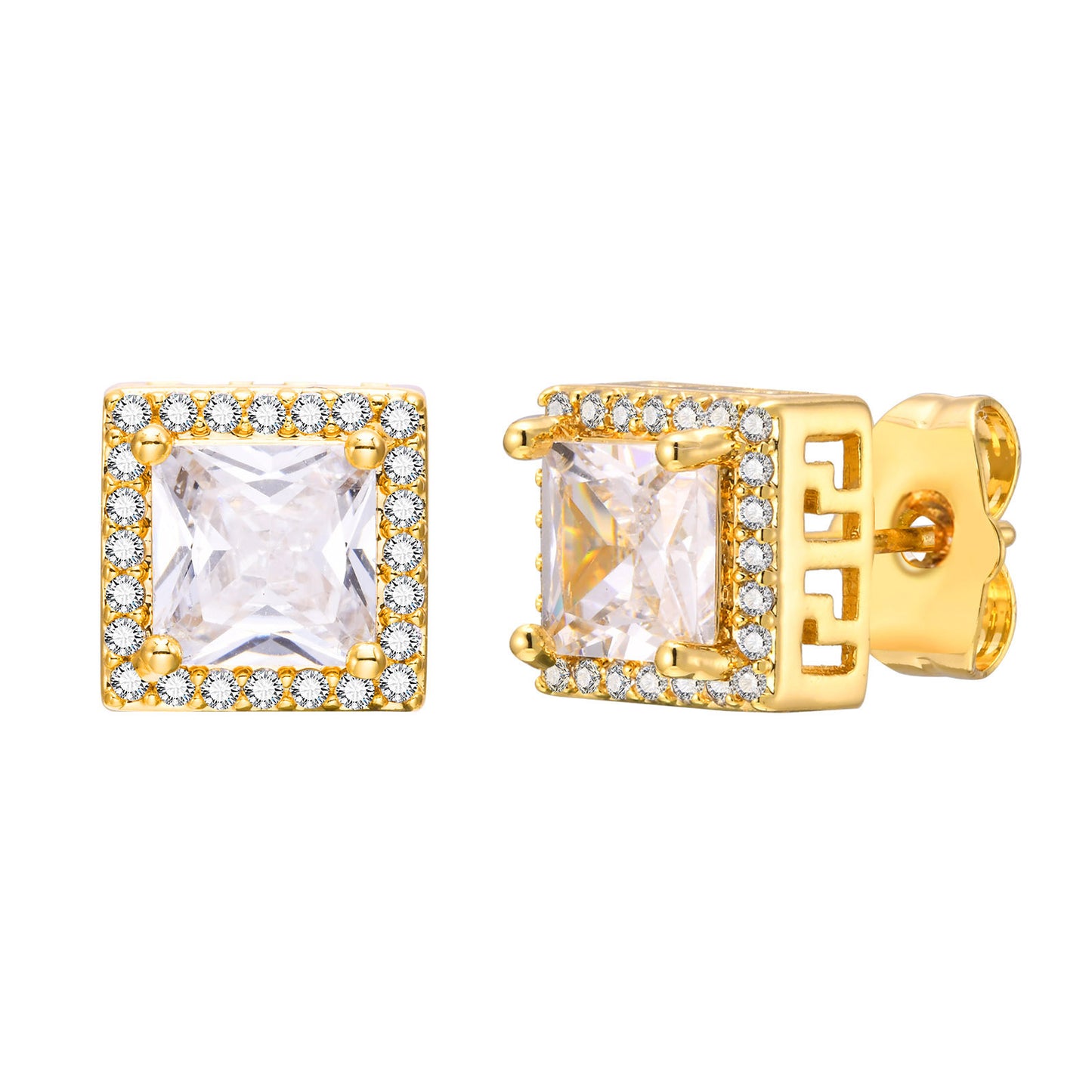 Jewelry Women's Zircon Earrings Square Geometric Gold Fashion