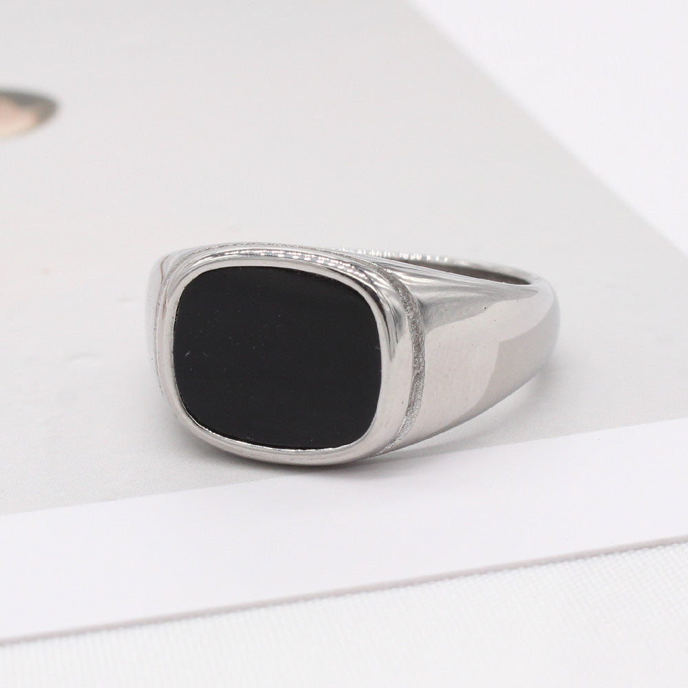 Planderful Titanium Steel Ring Unisex Square Shell Design For Men And Women Size 7 To 12