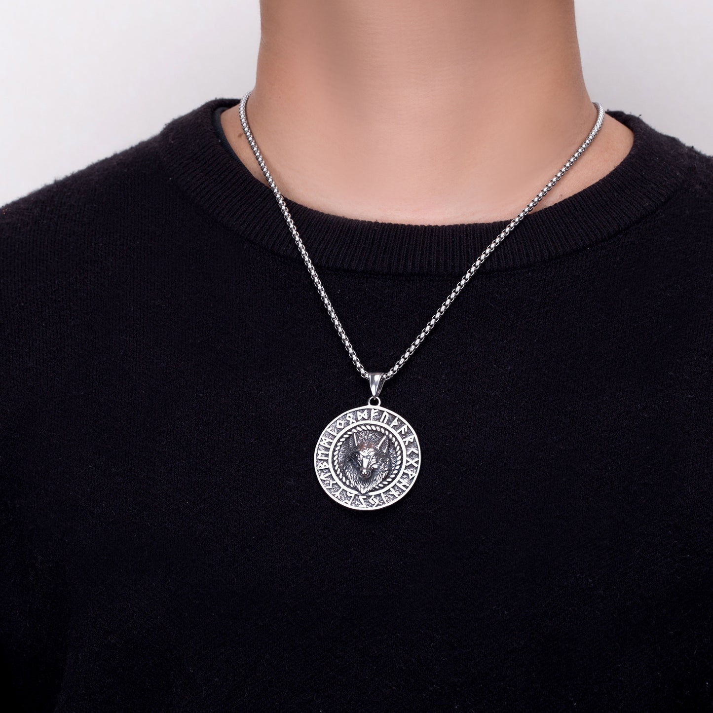 Steel Necklace - Vintage Nordic Rune Pendant