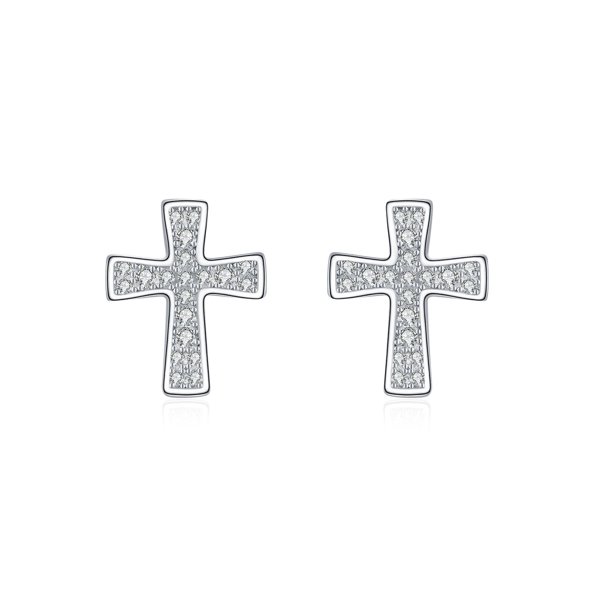 925 Sterling Silver Cross Moissanite Stud Earrings