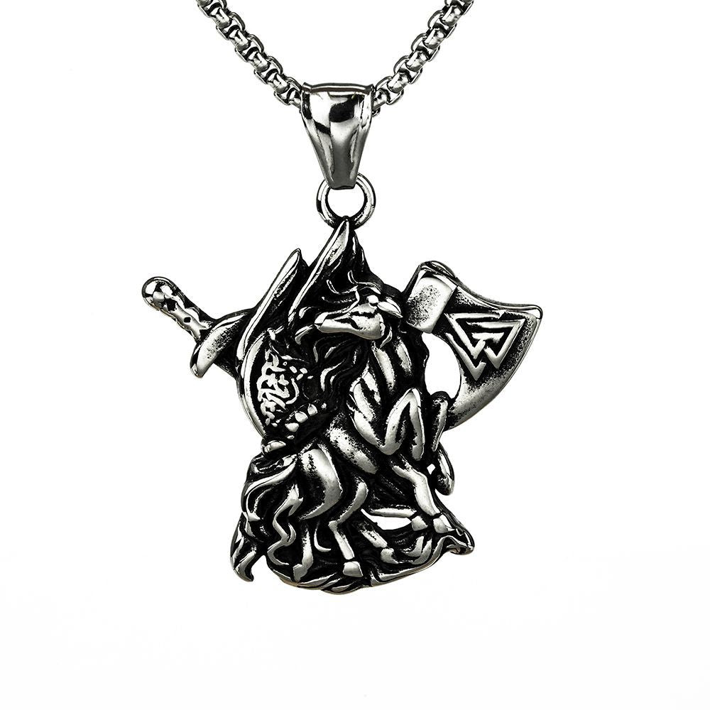 Nordic Retro Men's Stainless Steel Viking Weapon Necklace