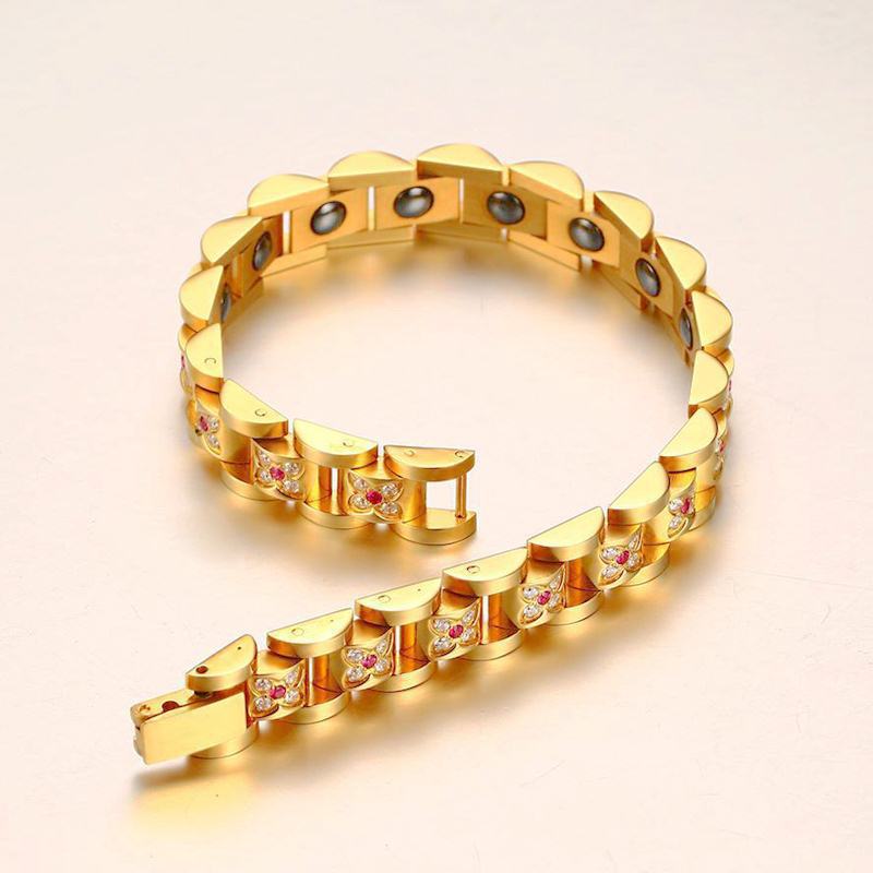 Titanium Steel Couple Bracelet Magnetic Stainless Steel Gold