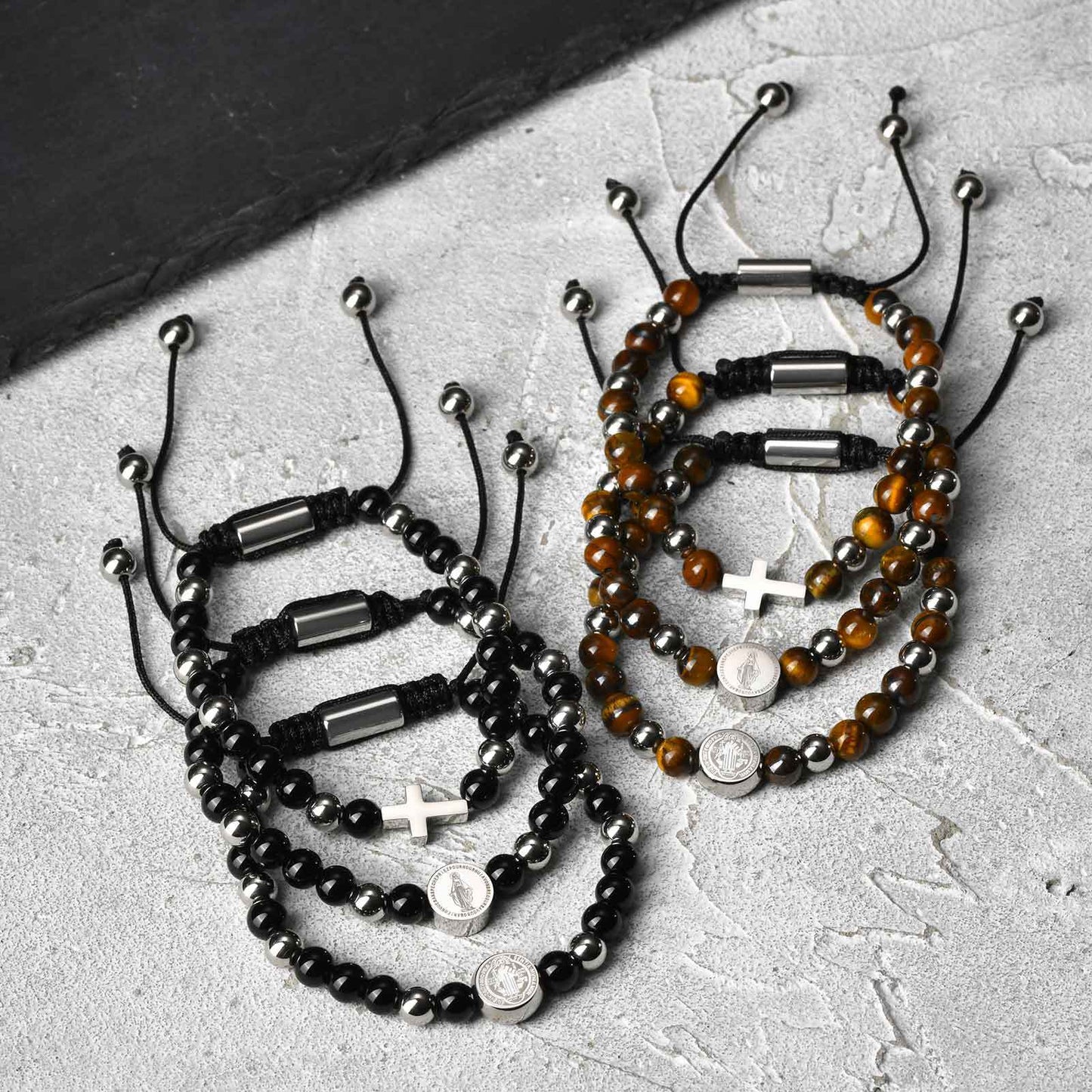 Planderful Saint Benedict Bracelet Natural Stone Beaded Men