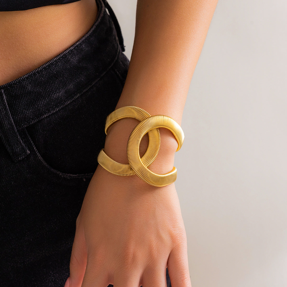 Planderful Double C Ring Bracelet For Women Trendy Vienna Verve Metal Jewelry Statement