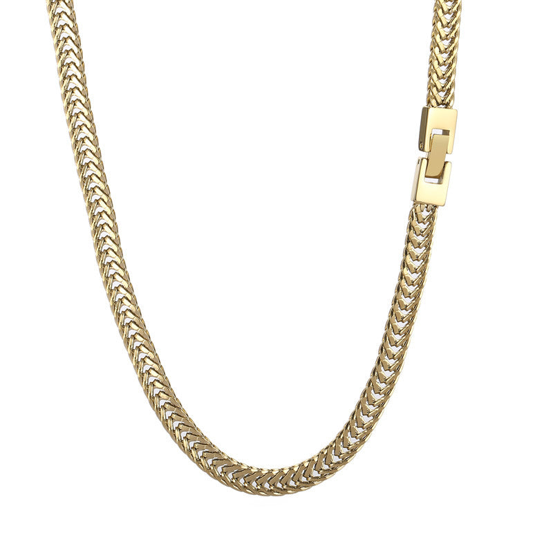 Versatile Stainless Steel Encrypted Whip Chain Necklace, And Popular Buckle Titanium Steel Chain