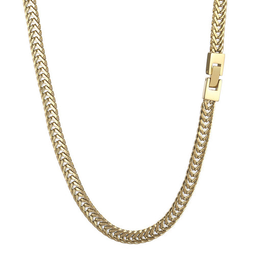 Versatile Stainless Steel Encrypted Whip Chain Necklace, And Popular Buckle Titanium Steel Chain