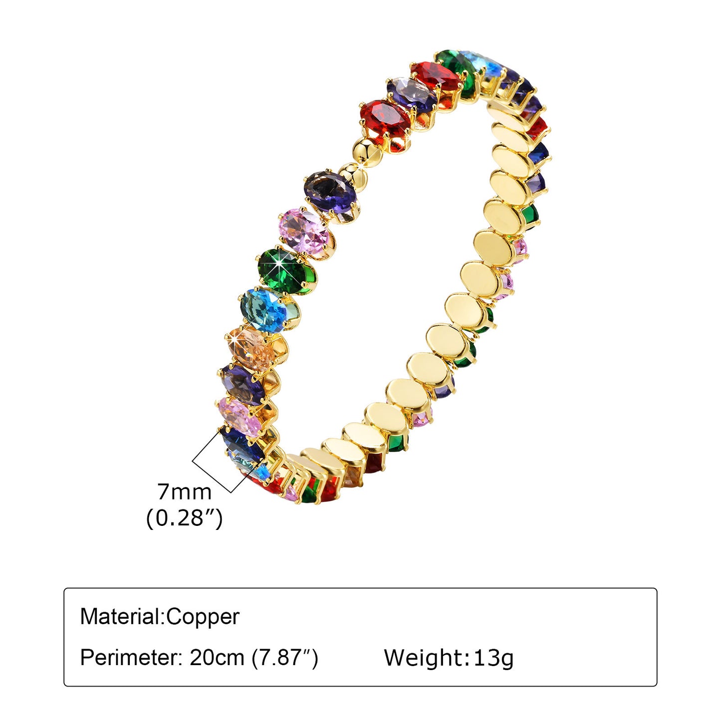 Openable Bracelet Female Gold Copper Colored Oval Zircon Jewelry Wholesale