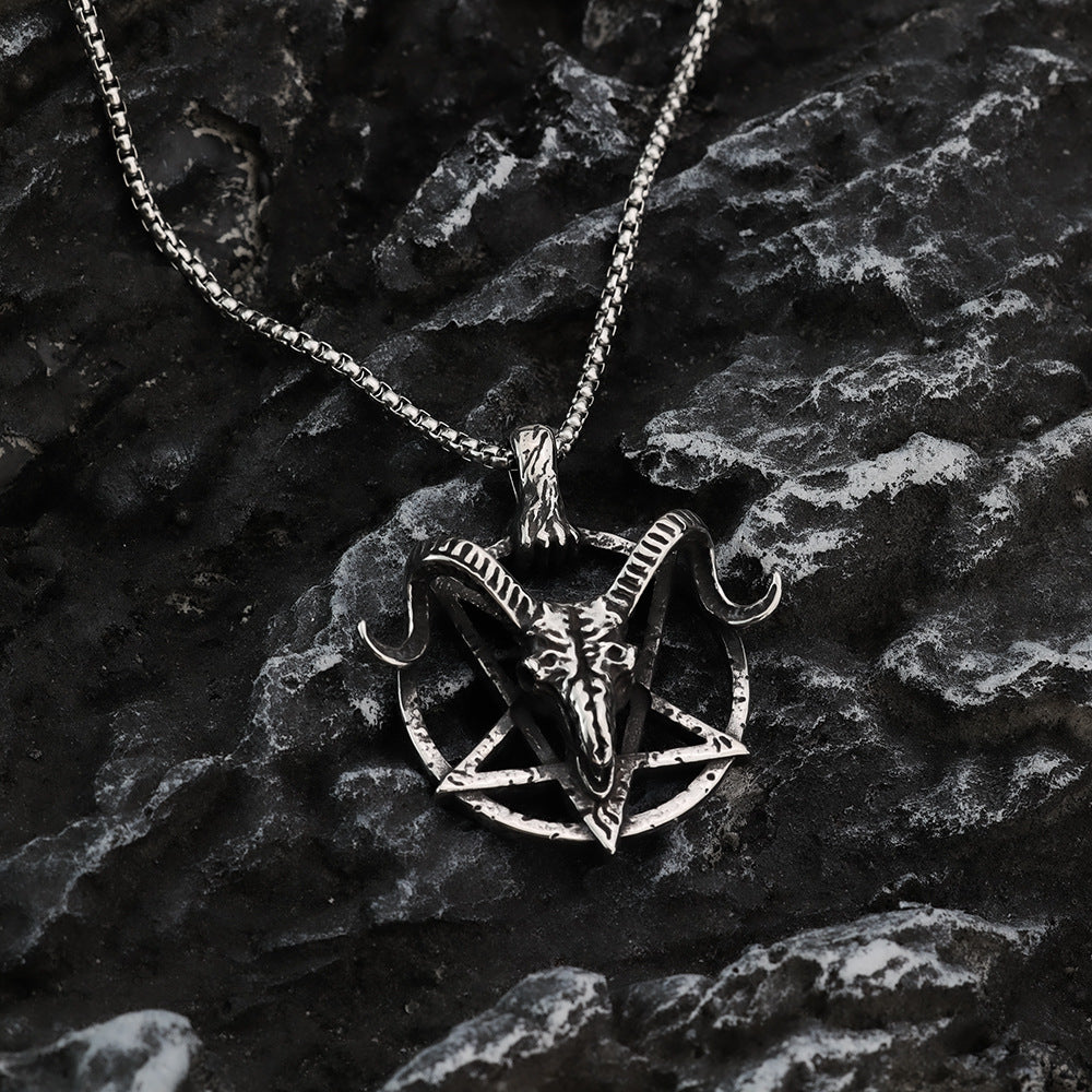 European And American Retro Men's Goat Head Necklace Pendant
