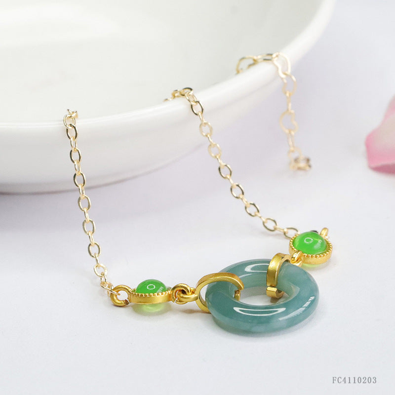 Blue Water Jadeite Peace Ring 16*3 mm Bracelet