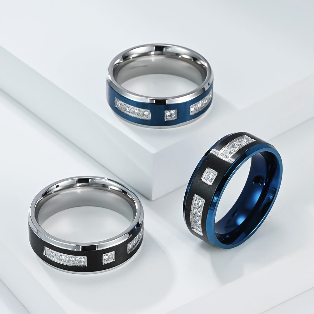 Planderful Collection Everyday Genie Two Tone Stainless Steel Zircon Ring Unisex Gift for Men and Women