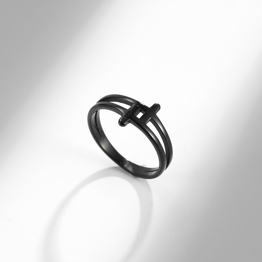 Cross-Border E-Commerce Jewelry Hollow Cross Stainless Steel Ring