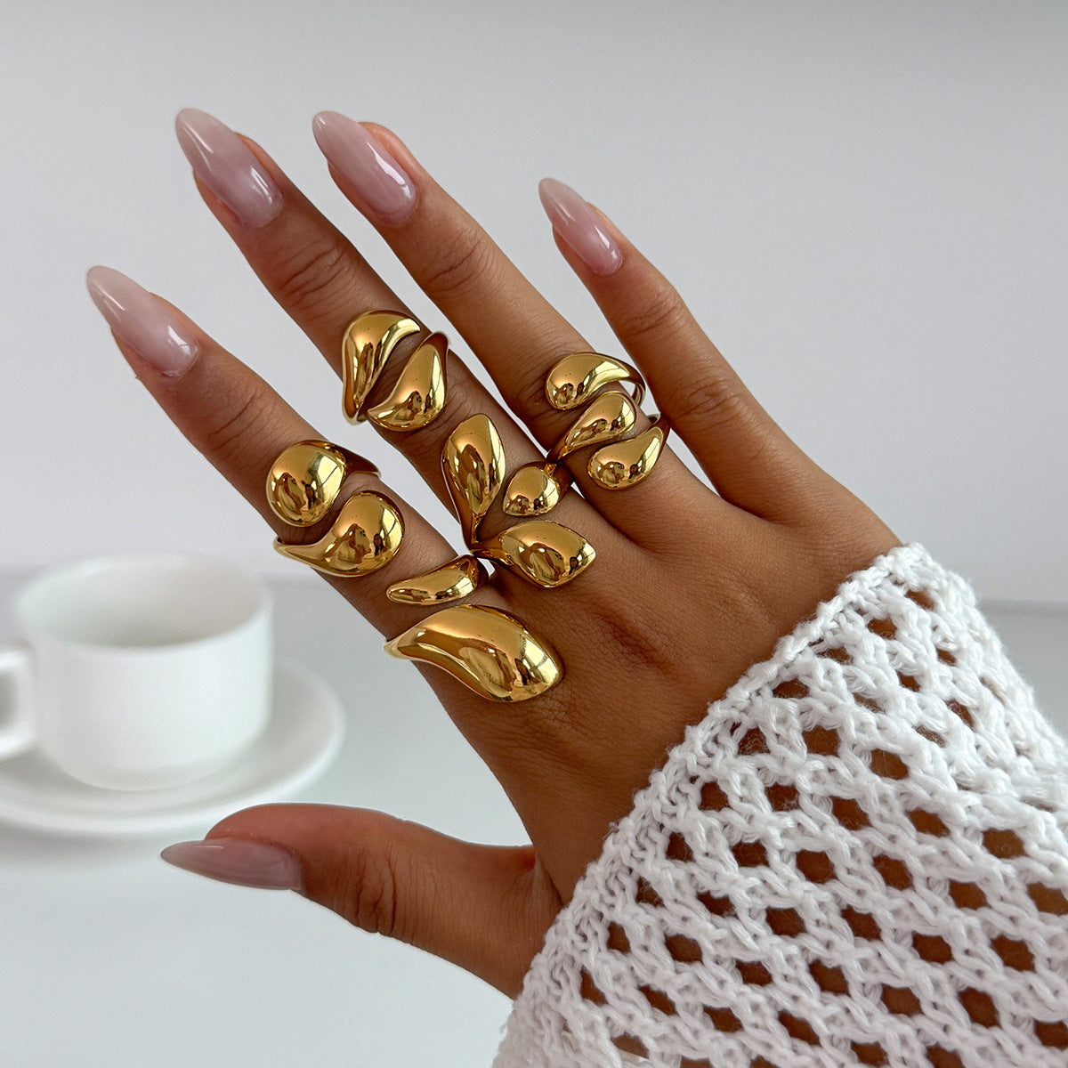 Planderful Vienna Verve Hug Ring For Women Geometric Opening Statement Jewelry Elegant Gift Idea