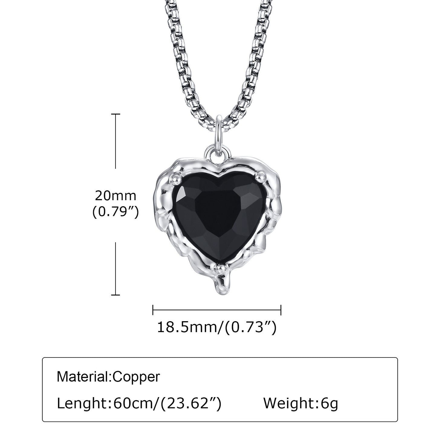 Men's Necklace Copper Black Hole Pendant Geometric Love Silver