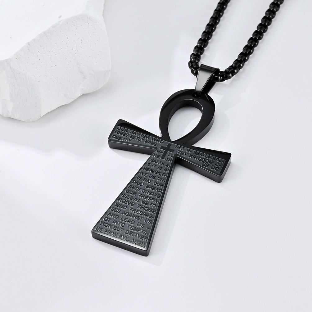 Ancient Egypt Anka Cross Titanium Steel Necklace for Men