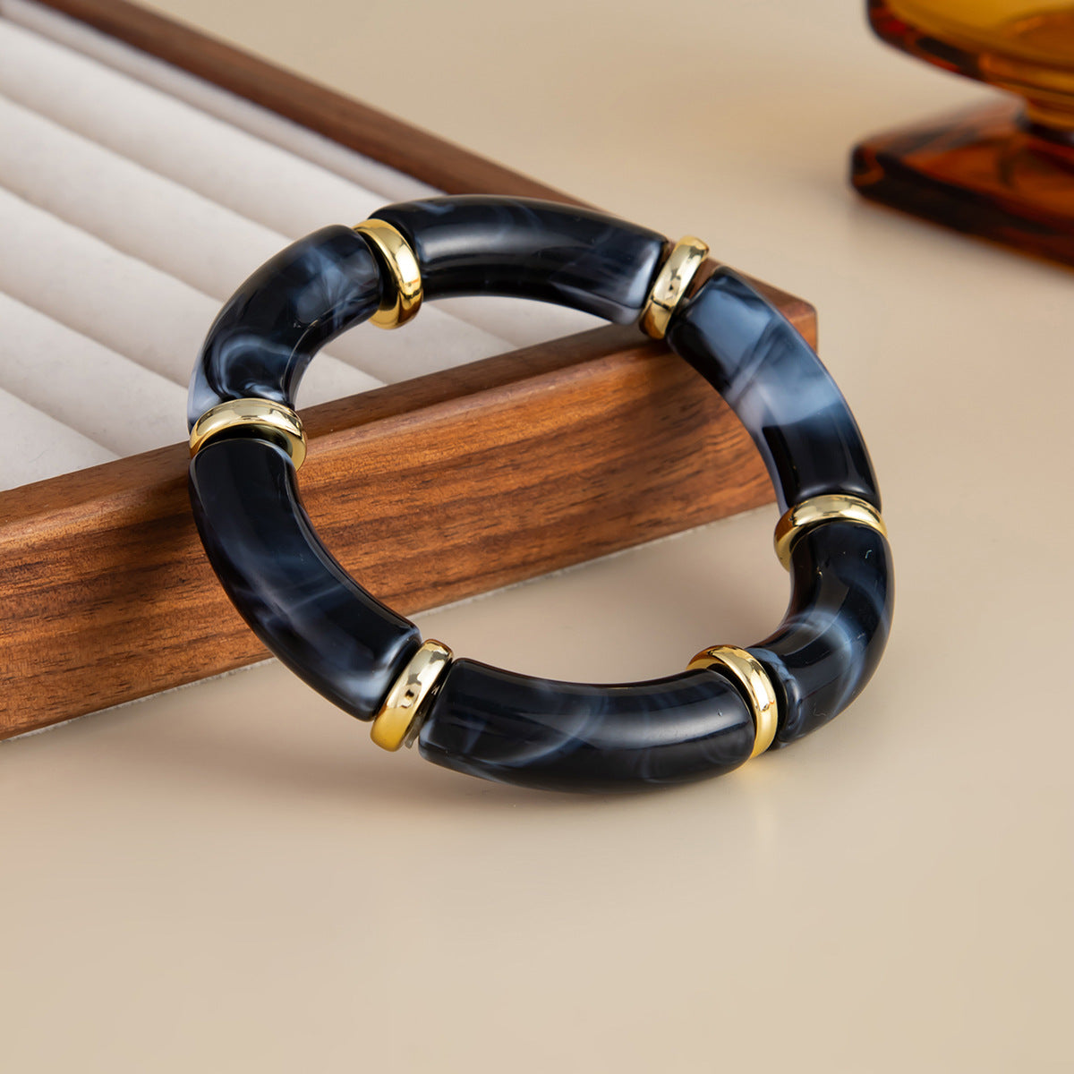 Planderful Black Pearl Bracelet Elastic Beaded For Readers