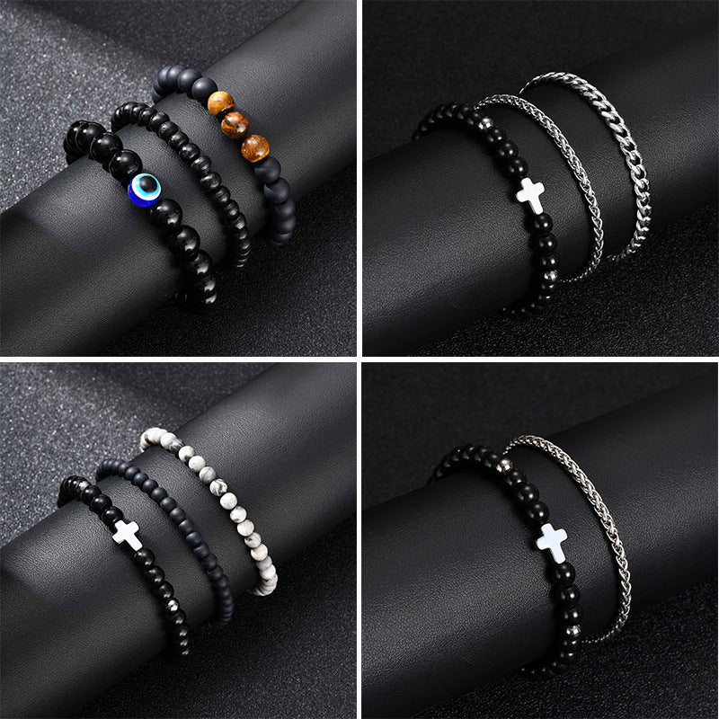 Flower Tiger's Eye Braided Adjustable Stainless Steel Bracelet