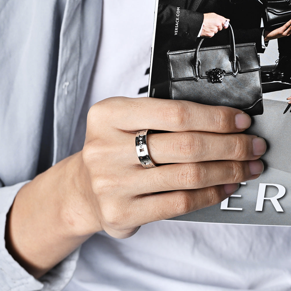 New Laser Cut Titanium Steel Ring for Men and Women