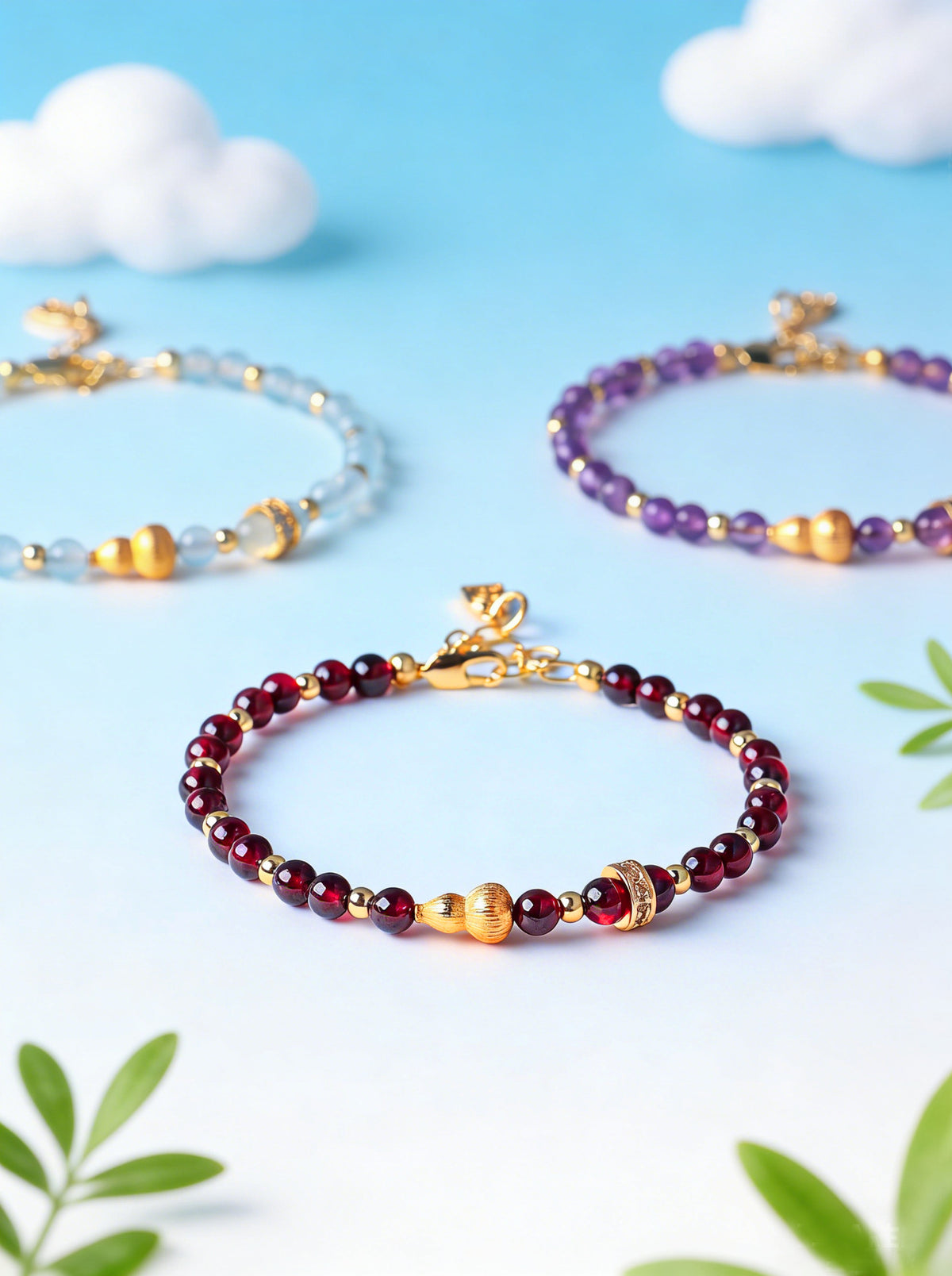 Amethyst Rose Quartz Crystal Gourd Bracelet