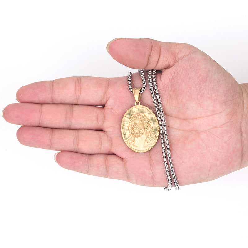 Steel Necklace - Minimalist Everyday Genie Coin Pendant Necklace For Men And Women Gift Idea