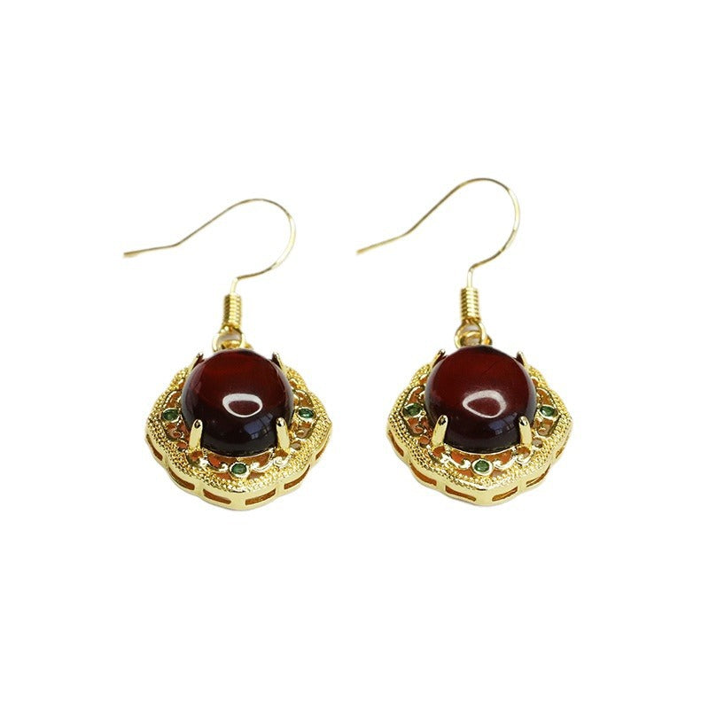 Blood Amber Vintage Drop Earrings