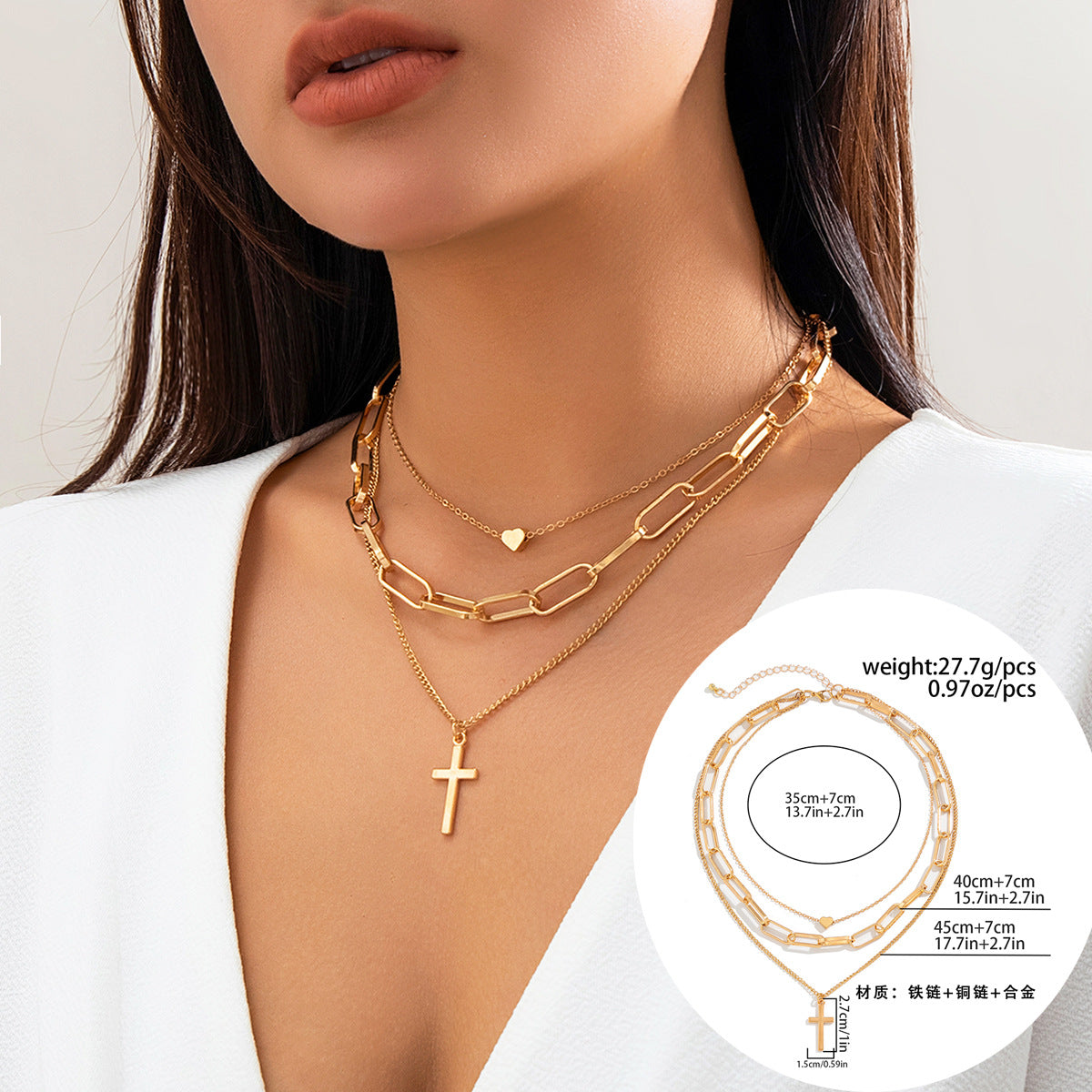 Multi-layered Heart Necklace with Diamond Inlay - Vienna Verve Collection