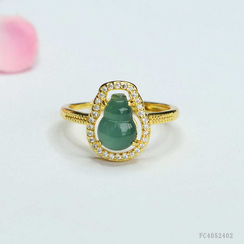 Blue Water Jadeite Gourd 6*9 mm Ring