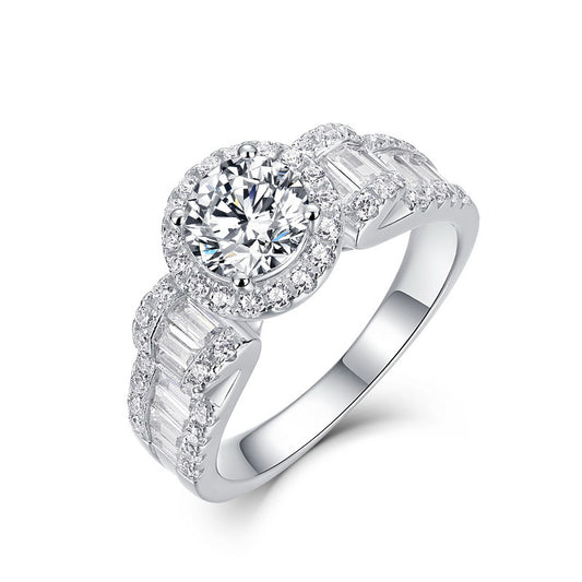 Planderful Geometric Moissanite Sterling Silver Ring – 6.5 × 6.5 mm, 1 ct – Style 1