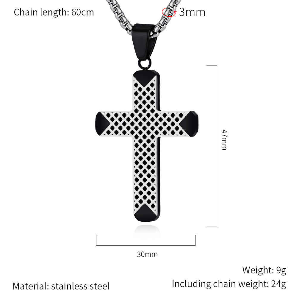 Planderful Titanium Cross Necklace For Men Dual Color Steel Pendant Premium Durable Everyday Wear