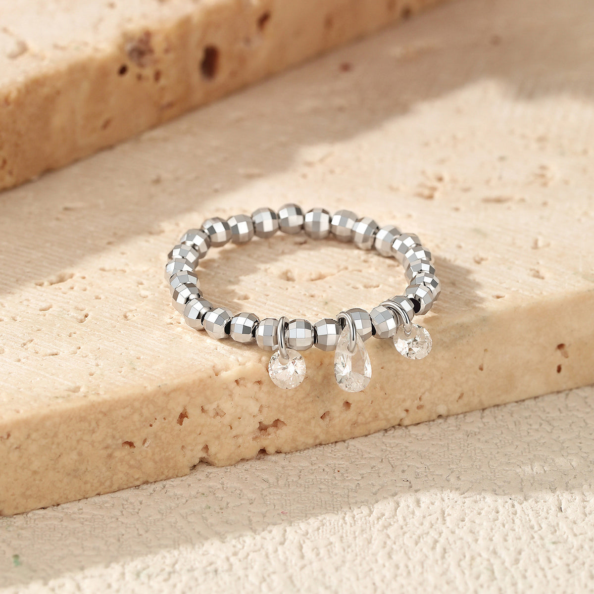 S925 Sterling Silver Adjustable Sparkle Moissanite Ring