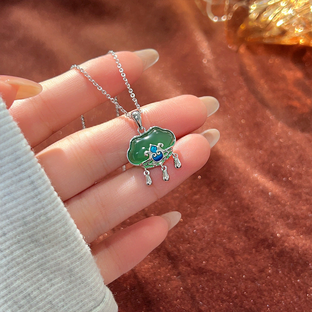 S925 Sterling Silver Retro Ping An Ruyi Gourd Necklace