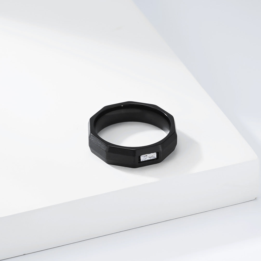 Planderful Everyday Genie Geometric Zircon Titanium Steel Ring For Unisex Street Style